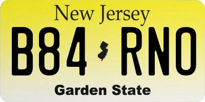 NJ license plate B84RNO