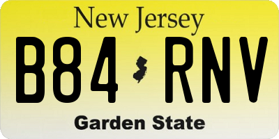 NJ license plate B84RNV