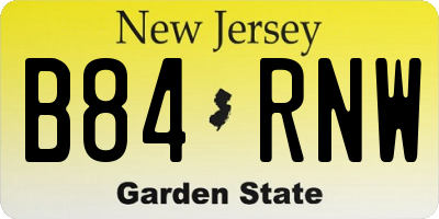 NJ license plate B84RNW