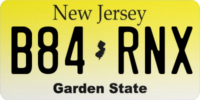 NJ license plate B84RNX
