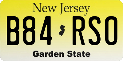NJ license plate B84RSO