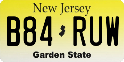 NJ license plate B84RUW