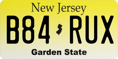 NJ license plate B84RUX