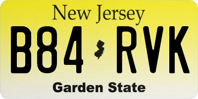 NJ license plate B84RVK
