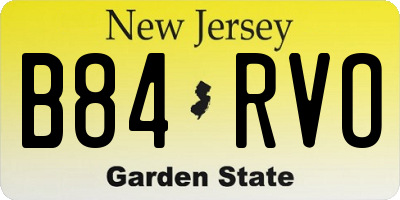 NJ license plate B84RVO