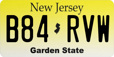 NJ license plate B84RVW