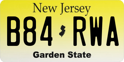 NJ license plate B84RWA