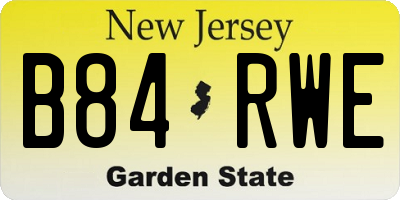 NJ license plate B84RWE
