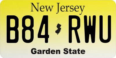 NJ license plate B84RWU