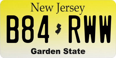 NJ license plate B84RWW