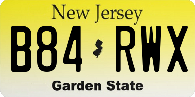 NJ license plate B84RWX
