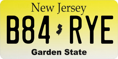 NJ license plate B84RYE
