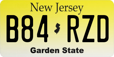 NJ license plate B84RZD