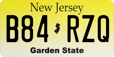 NJ license plate B84RZQ