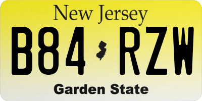 NJ license plate B84RZW