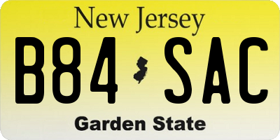 NJ license plate B84SAC
