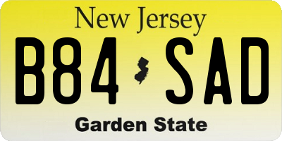 NJ license plate B84SAD