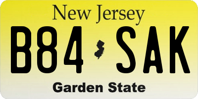 NJ license plate B84SAK