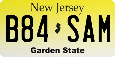 NJ license plate B84SAM