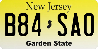 NJ license plate B84SAO