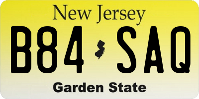 NJ license plate B84SAQ
