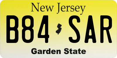 NJ license plate B84SAR