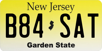 NJ license plate B84SAT