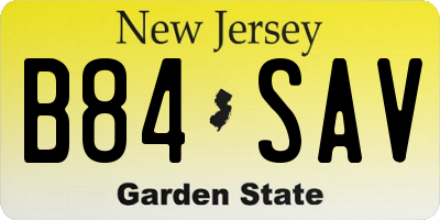 NJ license plate B84SAV