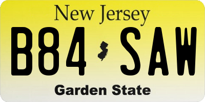 NJ license plate B84SAW