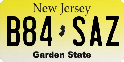 NJ license plate B84SAZ