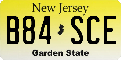 NJ license plate B84SCE