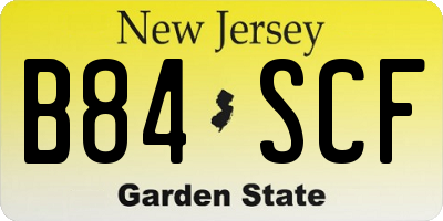 NJ license plate B84SCF
