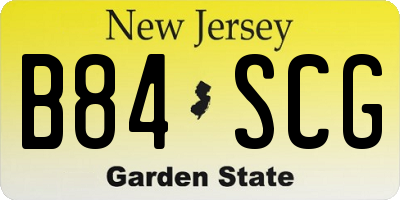 NJ license plate B84SCG