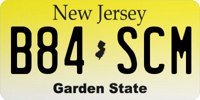 NJ license plate B84SCM