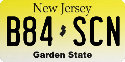 NJ license plate B84SCN