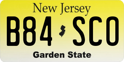 NJ license plate B84SCO