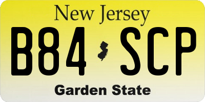 NJ license plate B84SCP