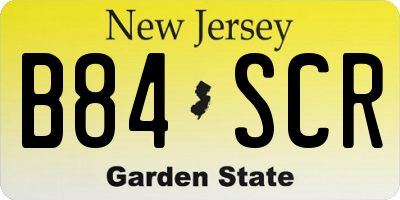 NJ license plate B84SCR