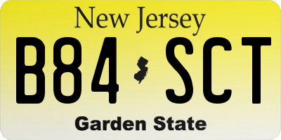 NJ license plate B84SCT