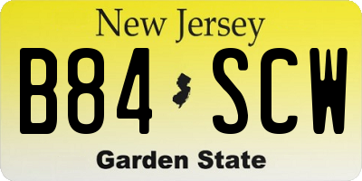 NJ license plate B84SCW