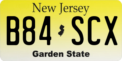 NJ license plate B84SCX