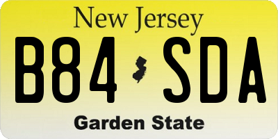 NJ license plate B84SDA
