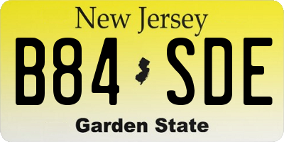 NJ license plate B84SDE