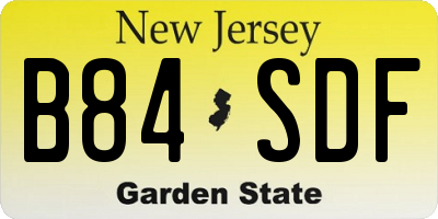 NJ license plate B84SDF