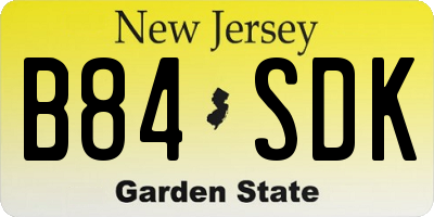 NJ license plate B84SDK