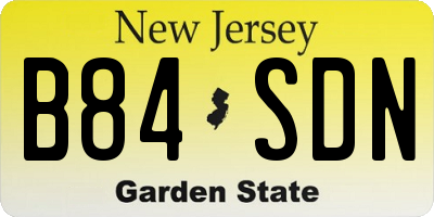 NJ license plate B84SDN