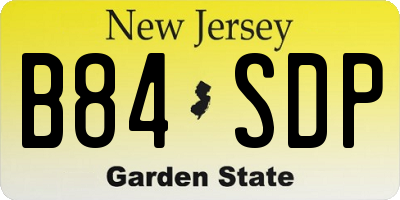 NJ license plate B84SDP