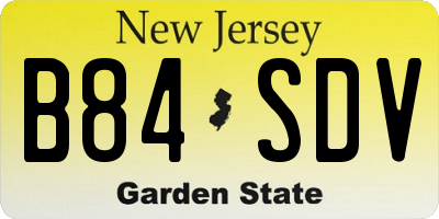 NJ license plate B84SDV