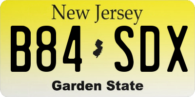 NJ license plate B84SDX