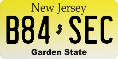 NJ license plate B84SEC